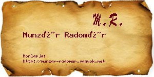 Munzár Radomér névjegykártya